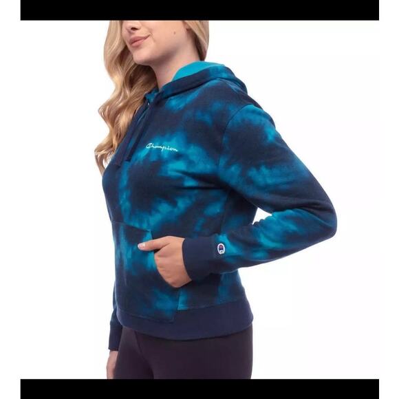 Champion Blue Tie-Dye Cotton Blend Hoodie Women's Medium - Picture 4 of 8